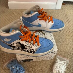 Air Jordan Nike Kids Blue and White Sneakers